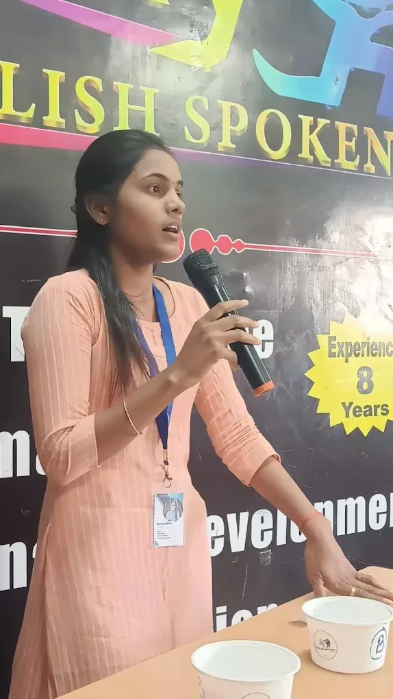 Sky English learner speaking confidently into a microphone